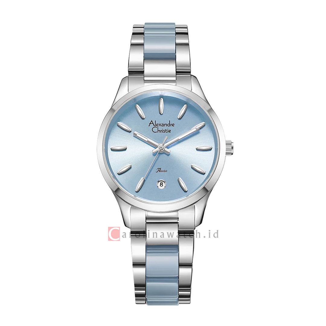 Jam Tangan Alexandre Christie Passion AC 2B44 LDBSSLE Women Light Blue Dial Dual Tone Stainless Steel Strap