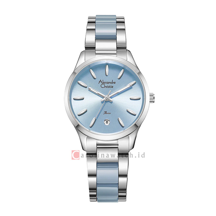 Jam Tangan Alexandre Christie Passion AC 2B44 LDBSSLE Women Light Blue Dial Dual Tone Stainless Steel Strap