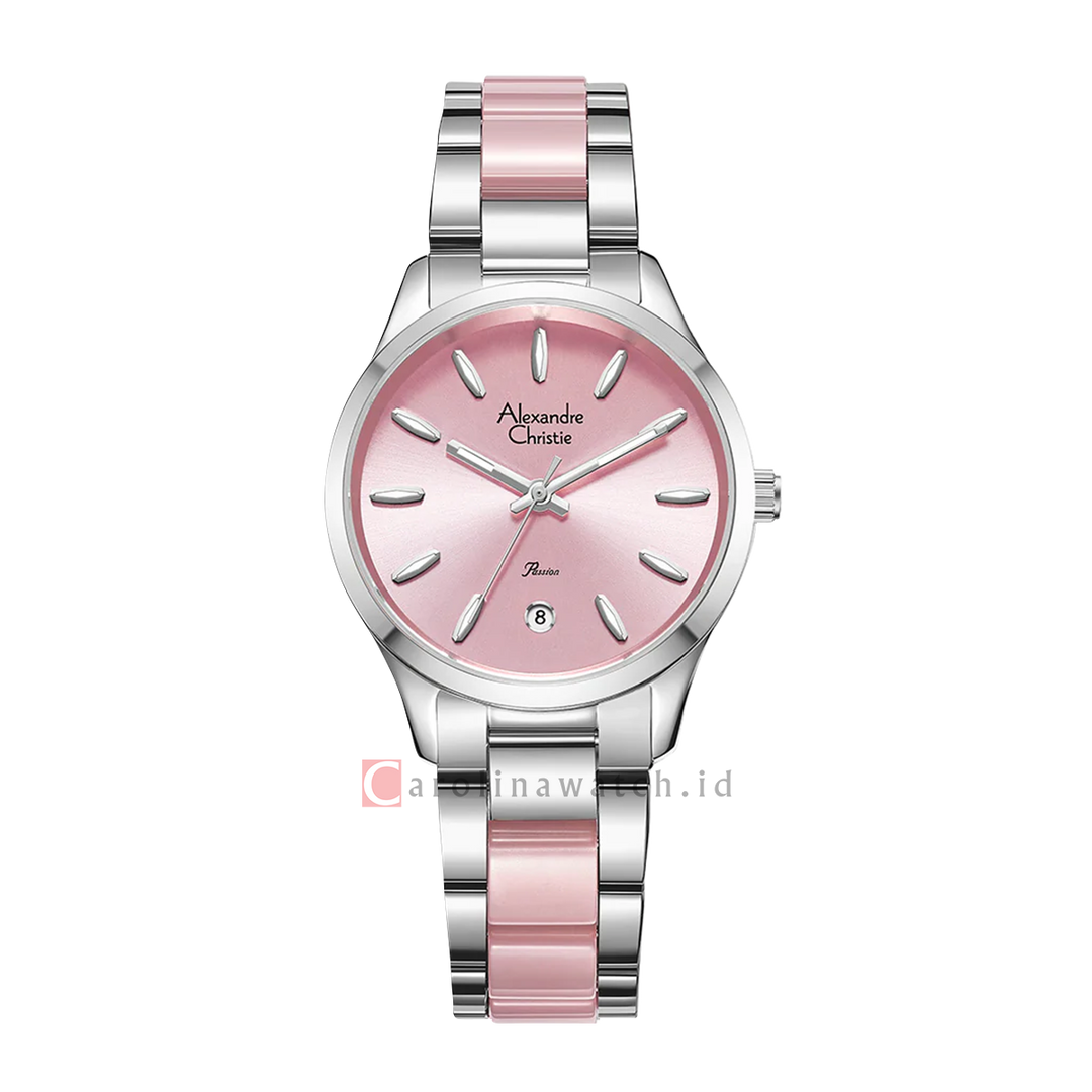 Jam Tangan Alexandre Christie Passion AC 2B44 LDBSSPN Women Pink Dial Dual Tone Stainless Steel Strap