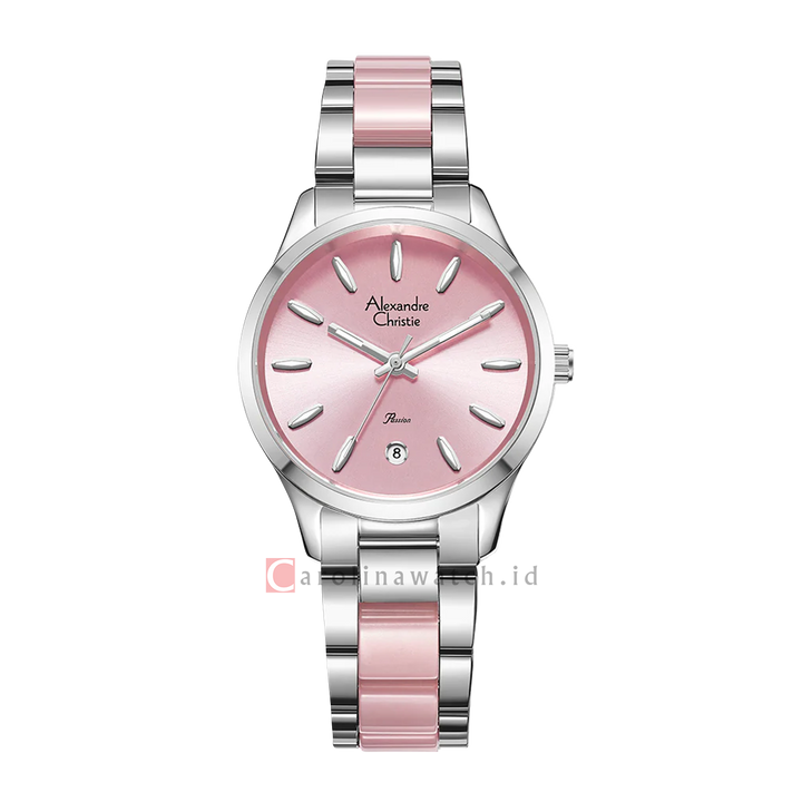 Jam Tangan Alexandre Christie Passion AC 2B44 LDBSSPN Women Pink Dial Dual Tone Stainless Steel Strap