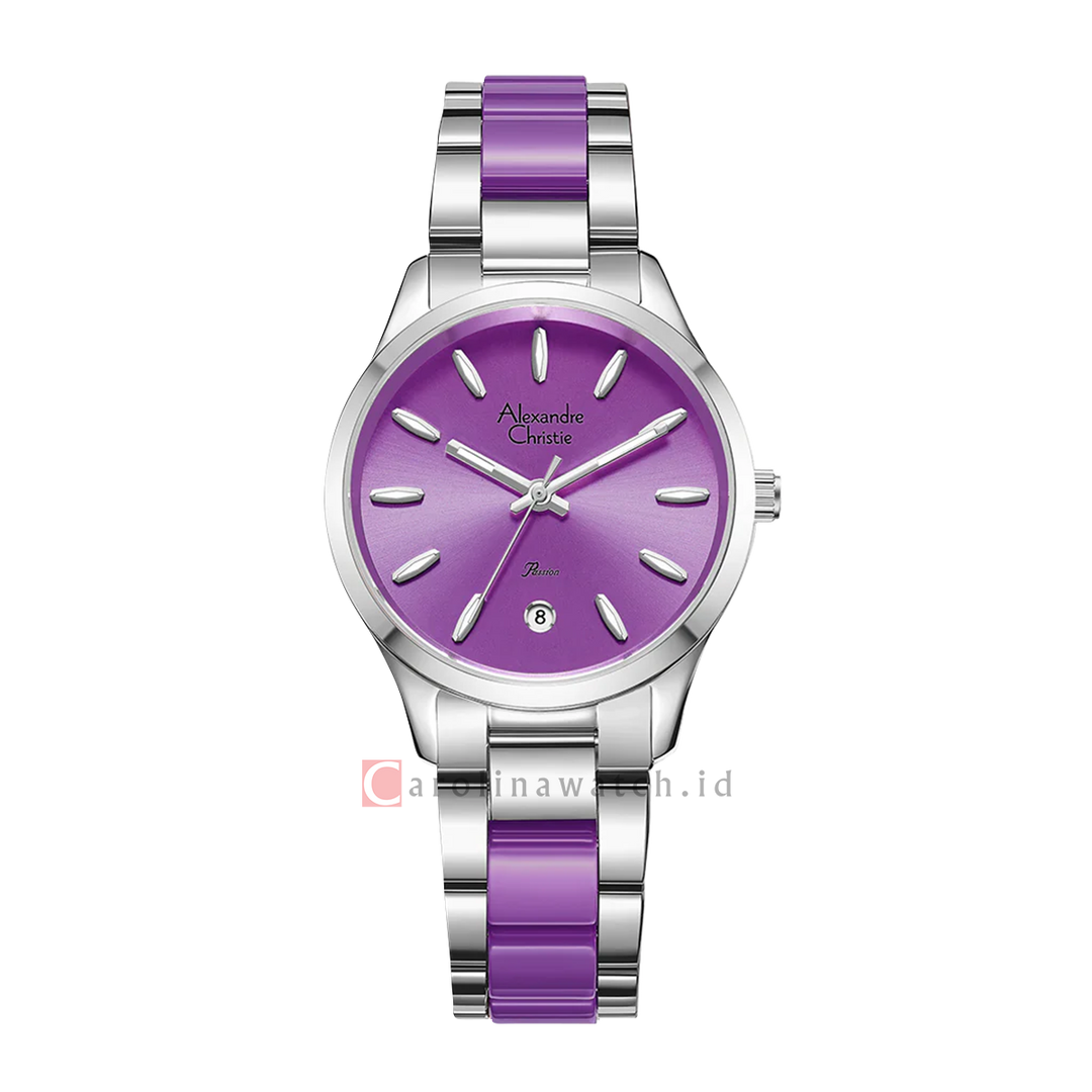 Jam Tangan Alexandre Christie Passion AC 2B44 LDBSSPU Women Purple Dial Dual Tone Stainless Steel Strap