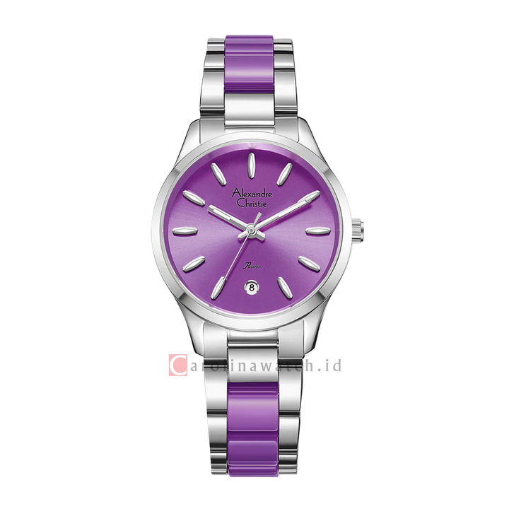 Jam Tangan Alexandre Christie Passion AC 2B44 LDBSSPU Women Purple Dial Dual Tone Stainless Steel Strap