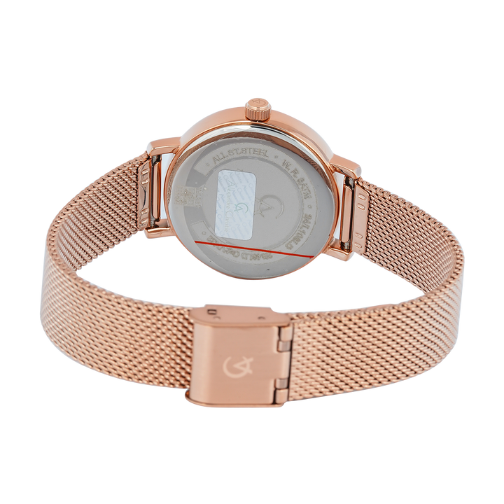 Jam Tangan Alexandre Christie Passion AC 2B46 LDBRGPN Women Pink Dial Rose Gold Mesh Stainless Steel Strap