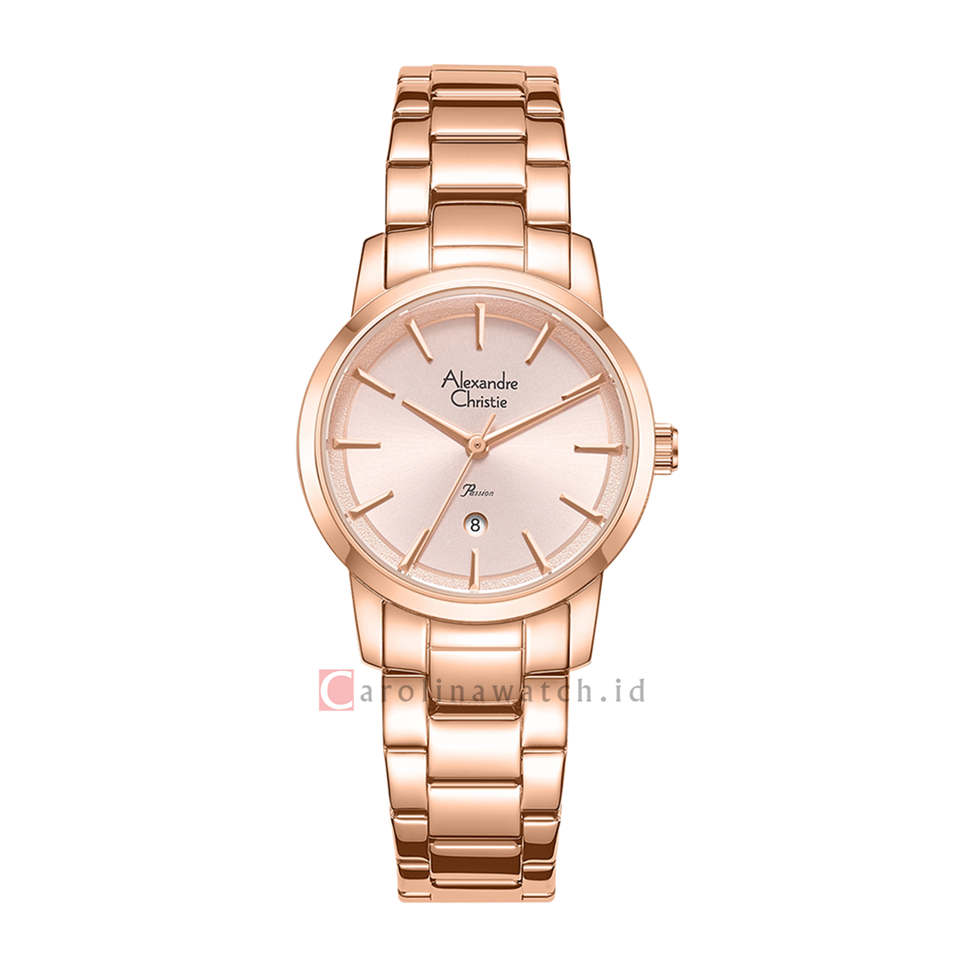 Jam Tangan Alexandre Christie Passion AC 2B47 LDBRGPN Women Pink Dial Rose Gold Stainless Steel Strap