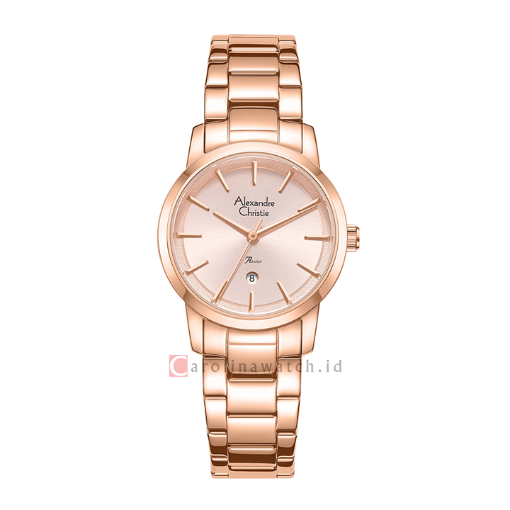 Jam Tangan Alexandre Christie Passion AC 2B47 LDBRGPN Women Pink Dial Rose Gold Stainless Steel Strap