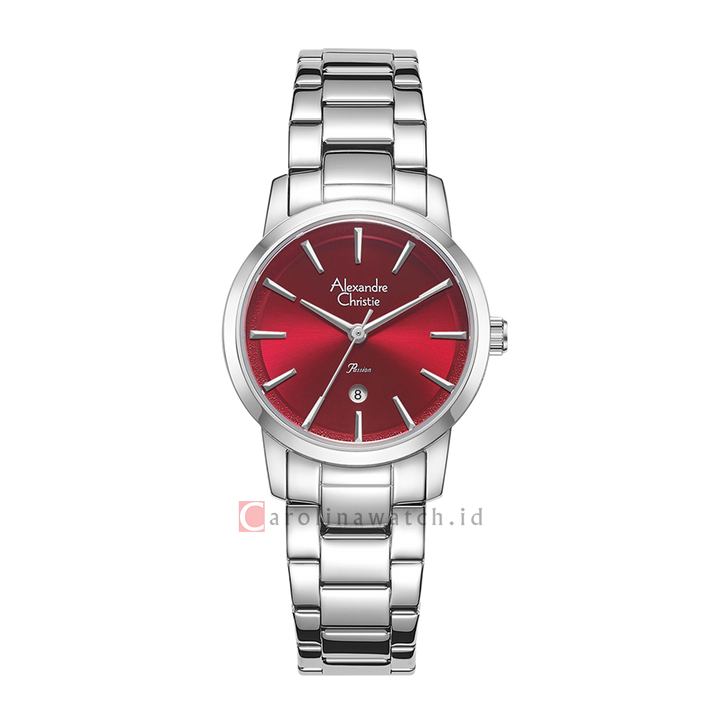 Jam Tangan Alexandre Christie Passion AC 2B47 LDBSSRE Women Red Dial Stainless Steel Strap