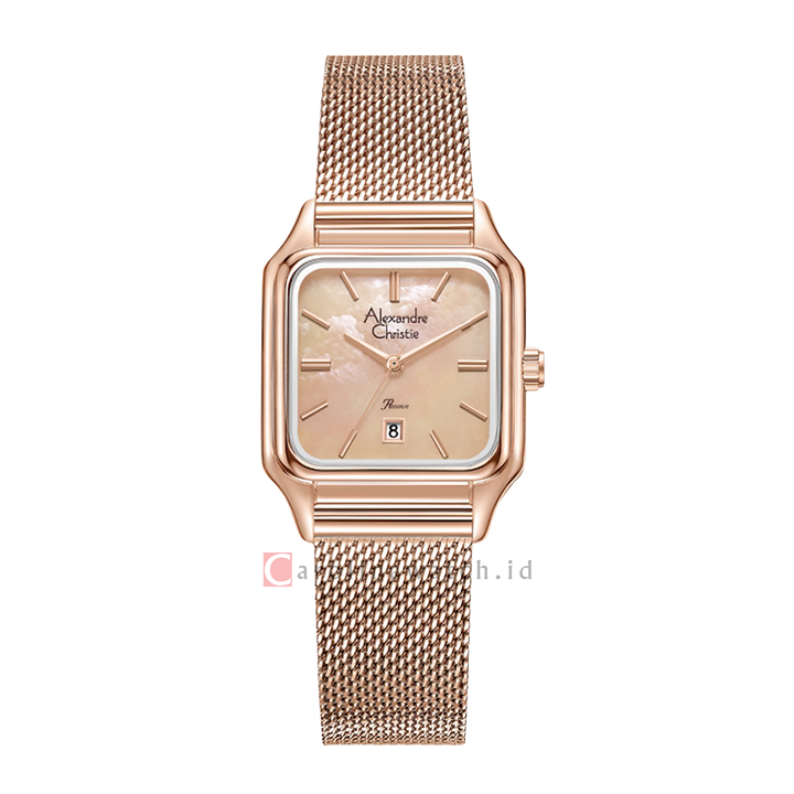 Jam Tangan Alexandre Christie Passion AC 2B48 LDBRGMD Women Rose Dial Rose Gold Mesh Stainless Steel Strap