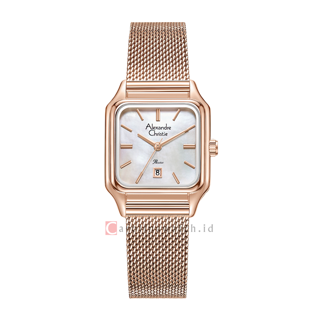 Jam Tangan Alexandre Christie Passion AC 2B48 LDBRGMS Women Silver Dial Rose Gold Mesh Stainless Steel Strap