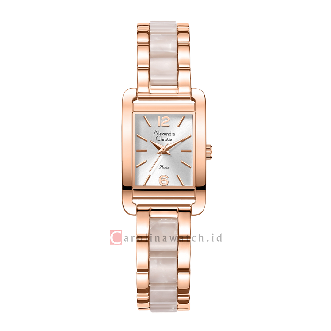 Jam Tangan Alexandre Christie Passion AC 2B50 LHBRGSL Women Silver Dial Rose Gold Dual Tone Stainless Steel Strap