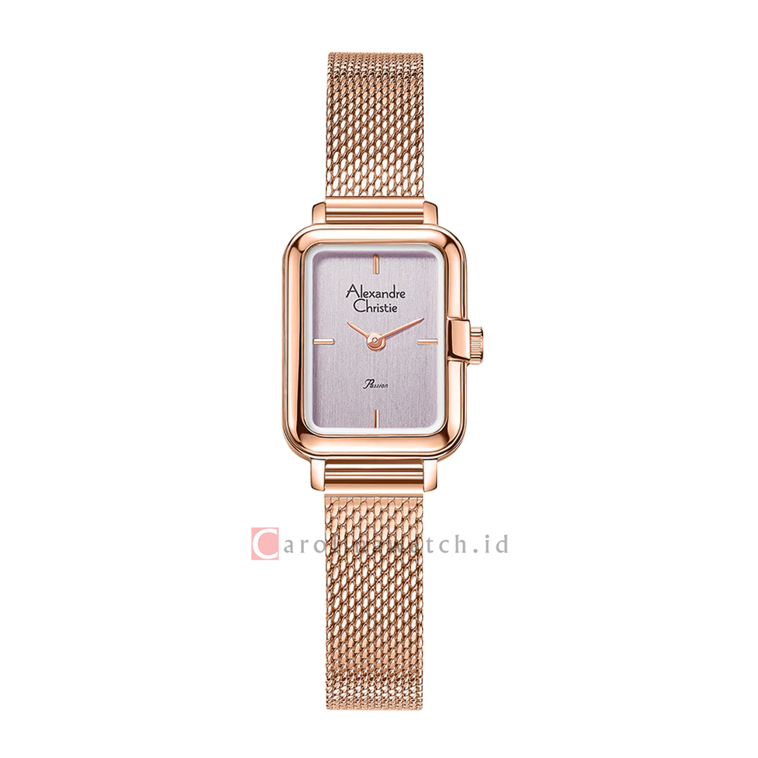 Jam Tangan Alexandre Christie Passion AC 2B51 LHBRGLP Women Light Purple Dial Rose Gold Mesh Stainless Steel Strap