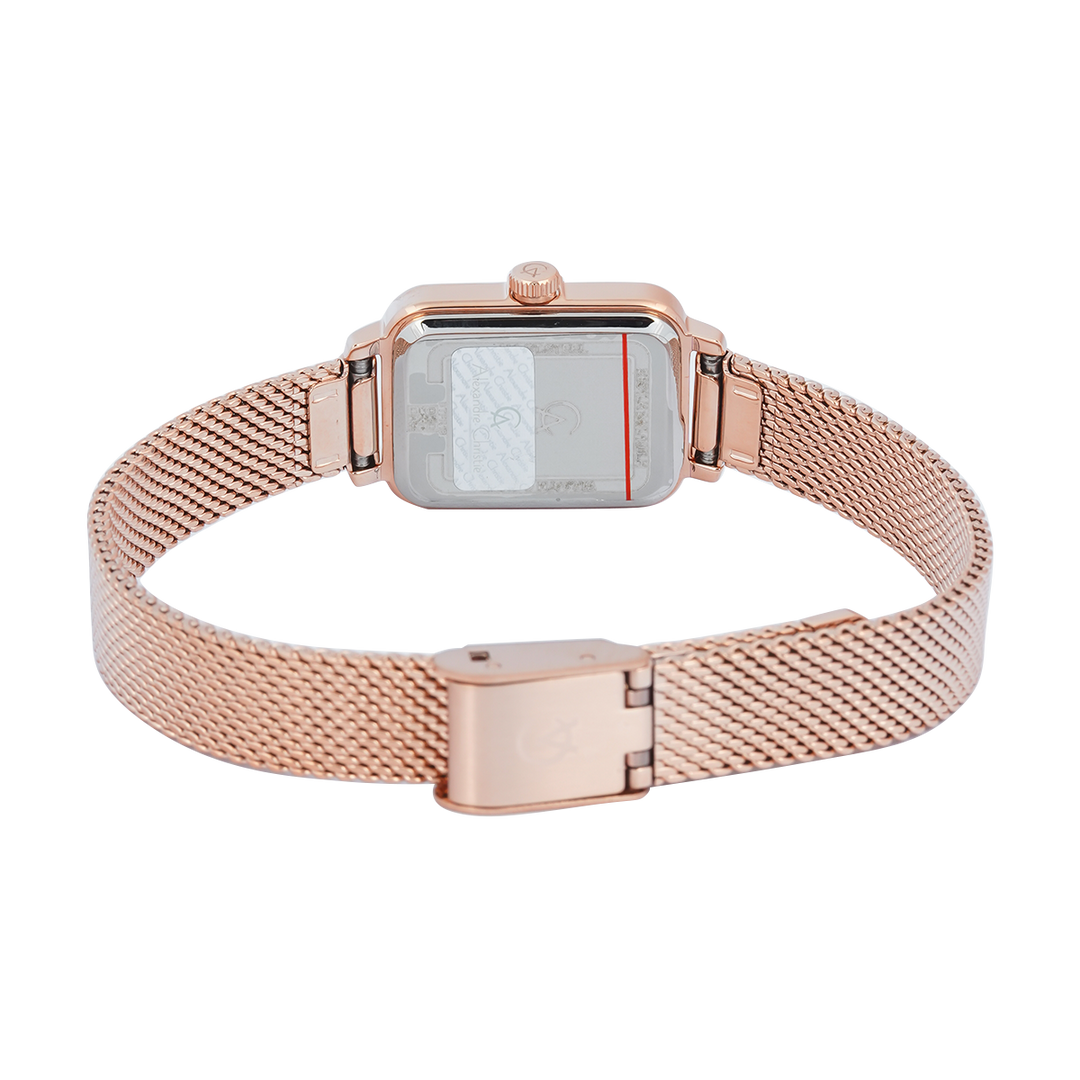 Jam Tangan Alexandre Christie Passion AC 2B51 LHBRGLP Women Light Purple Dial Rose Gold Mesh Stainless Steel Strap