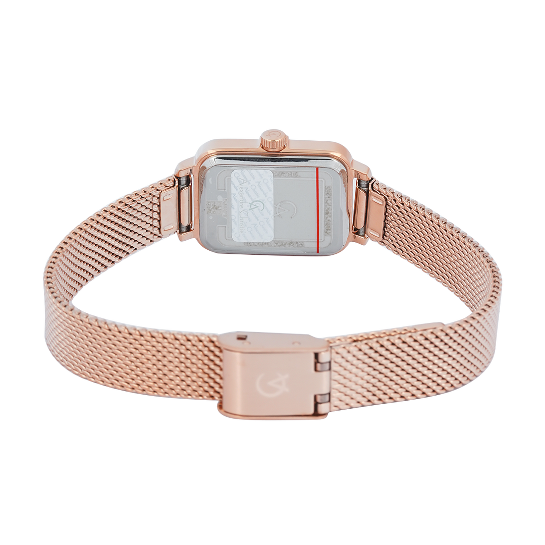 Jam Tangan Alexandre Christie Passion AC 2B51 LHBRGPN Women Pink Dial Rose Gold Mesh Stainless Steel Strap