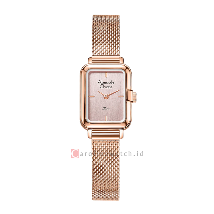 Jam Tangan Alexandre Christie Passion AC 2B51 LHBRGPN Women Pink Dial Rose Gold Mesh Stainless Steel Strap