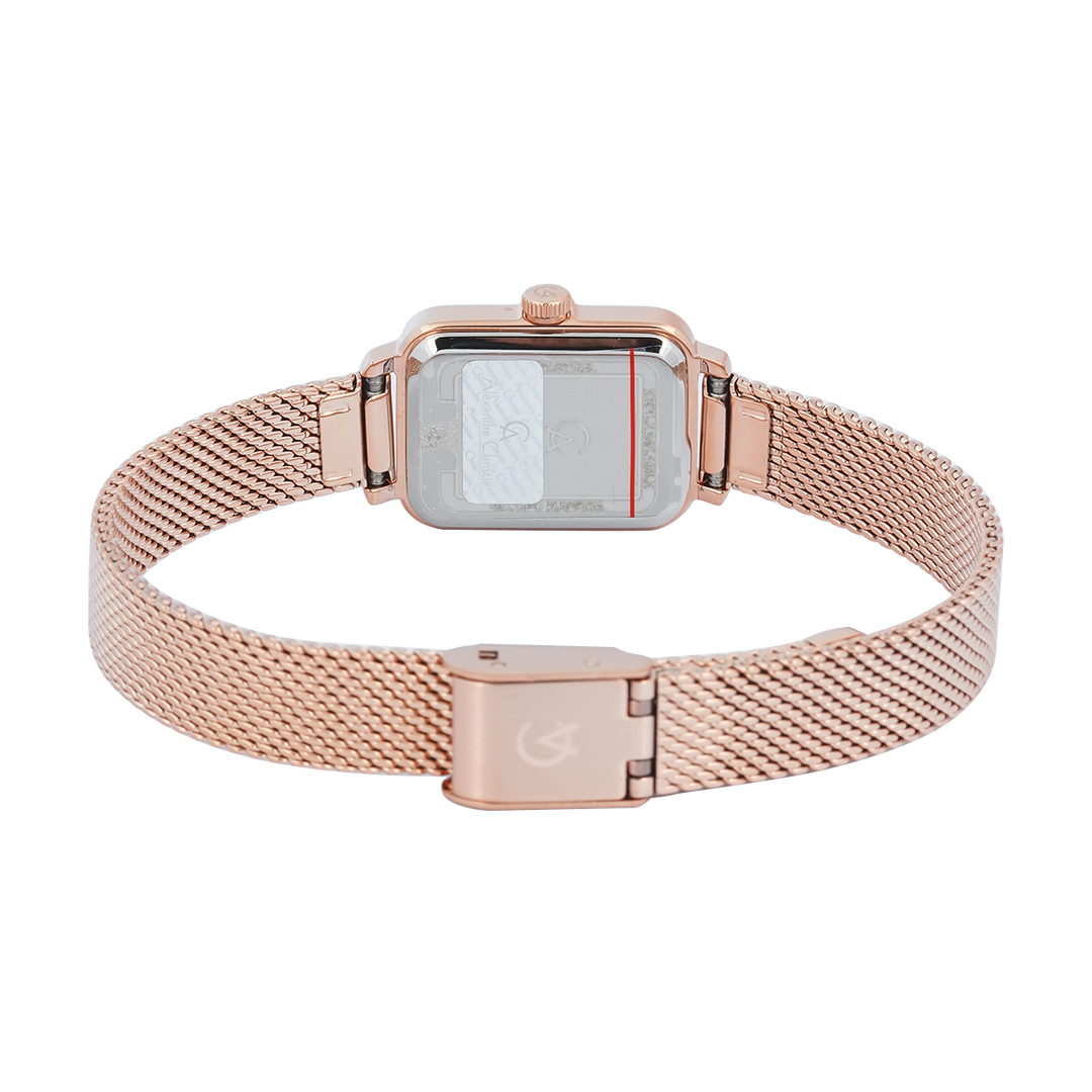 Jam Tangan Alexandre Christie Passion AC 2B51 LHBRGRE Women Red Dial Rose Gold Mesh Stainless Steel Strap