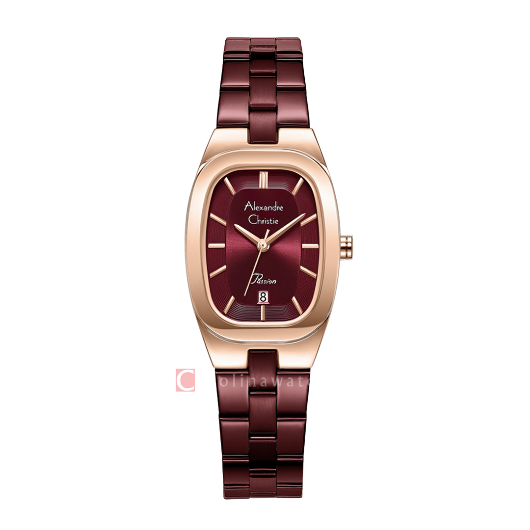 Jam Tangan Alexandre Christie Passion AC 2B53 LDBRDRE Women Red Dial Red Stainless Steel Strap