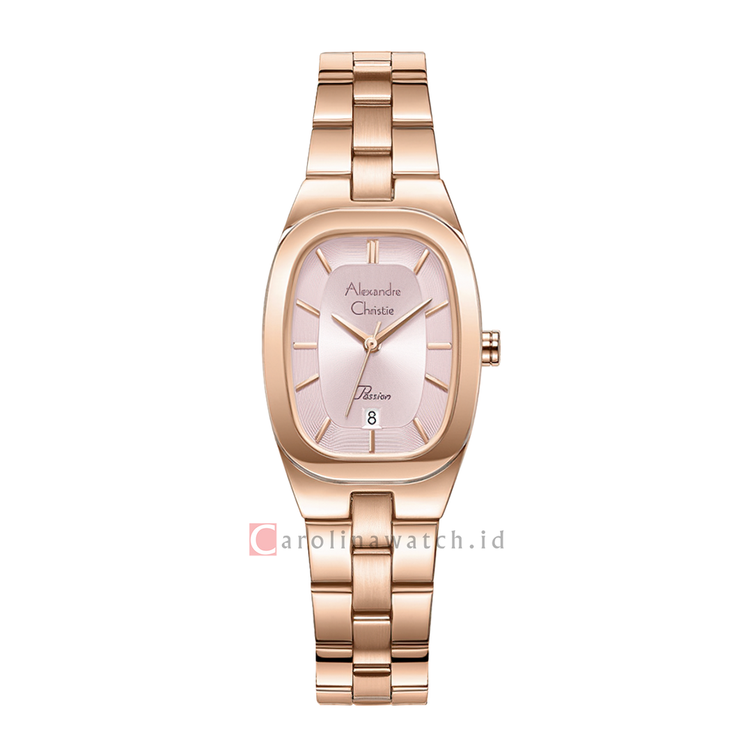 Jam Tangan Alexandre Christie Passion AC 2B53 LDBRGPN Women Pink Dial Rose Gold Stainless Steel Strap