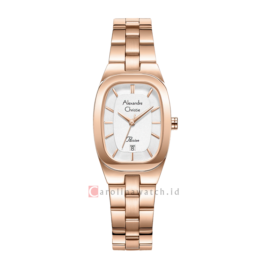 Jam Tangan Alexandre Christie Passion AC 2B53 LDBRGSL Women Silver Dial Rose Gold Stainless Steel Strap