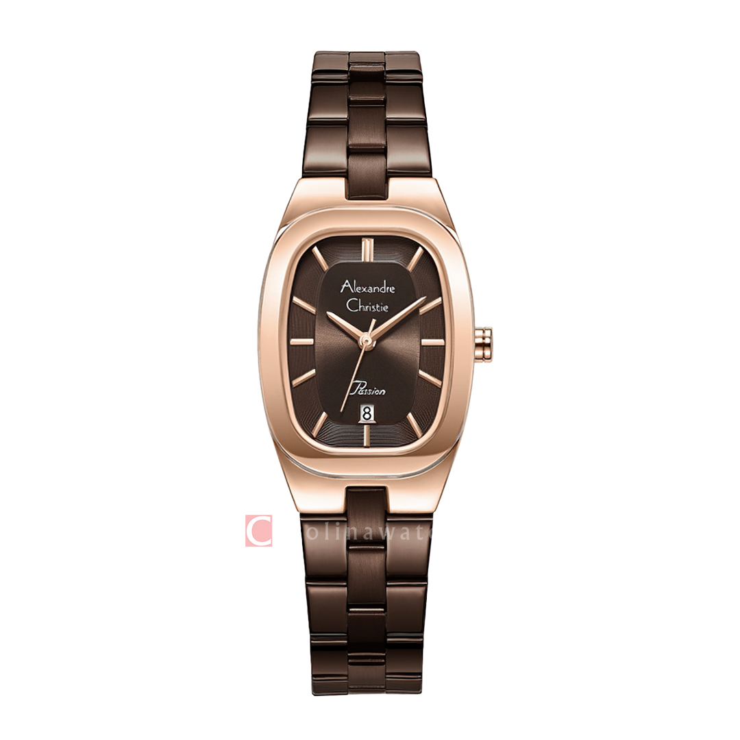 Jam Tangan Alexandre Christie Passion AC 2B53 LDBROBO Women Brown Dial Brown Stainless Steel Strap