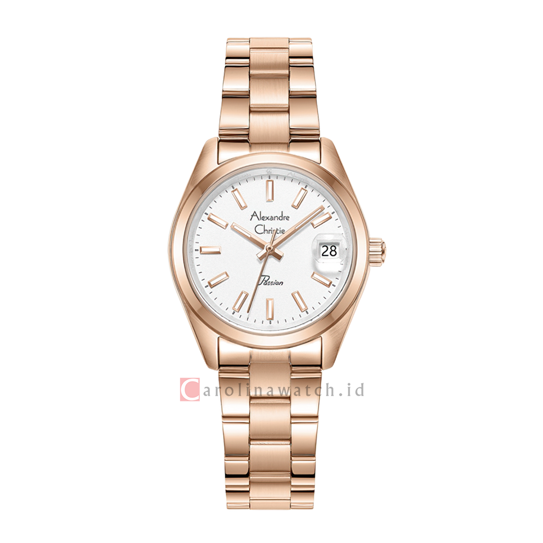 Jam Tangan Alexandre Christie Passion AC 2B54 LDBRGSL Women Silver Dial Rose Gold Stainless Steel Strap