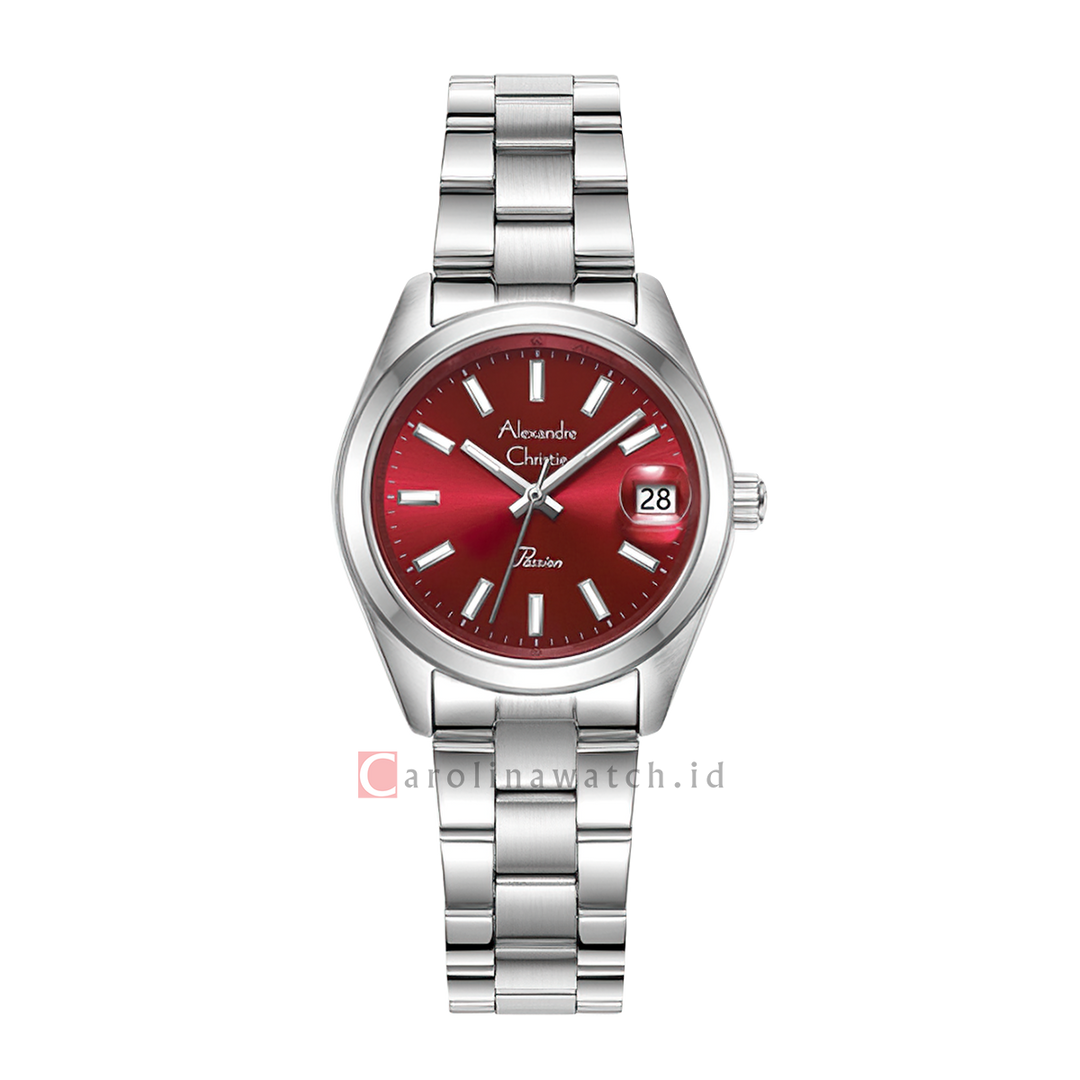 Jam Tangan Alexandre Christie Passion AC 2B54 LDBSSRE Women Red Dial Stainless Steel Strap