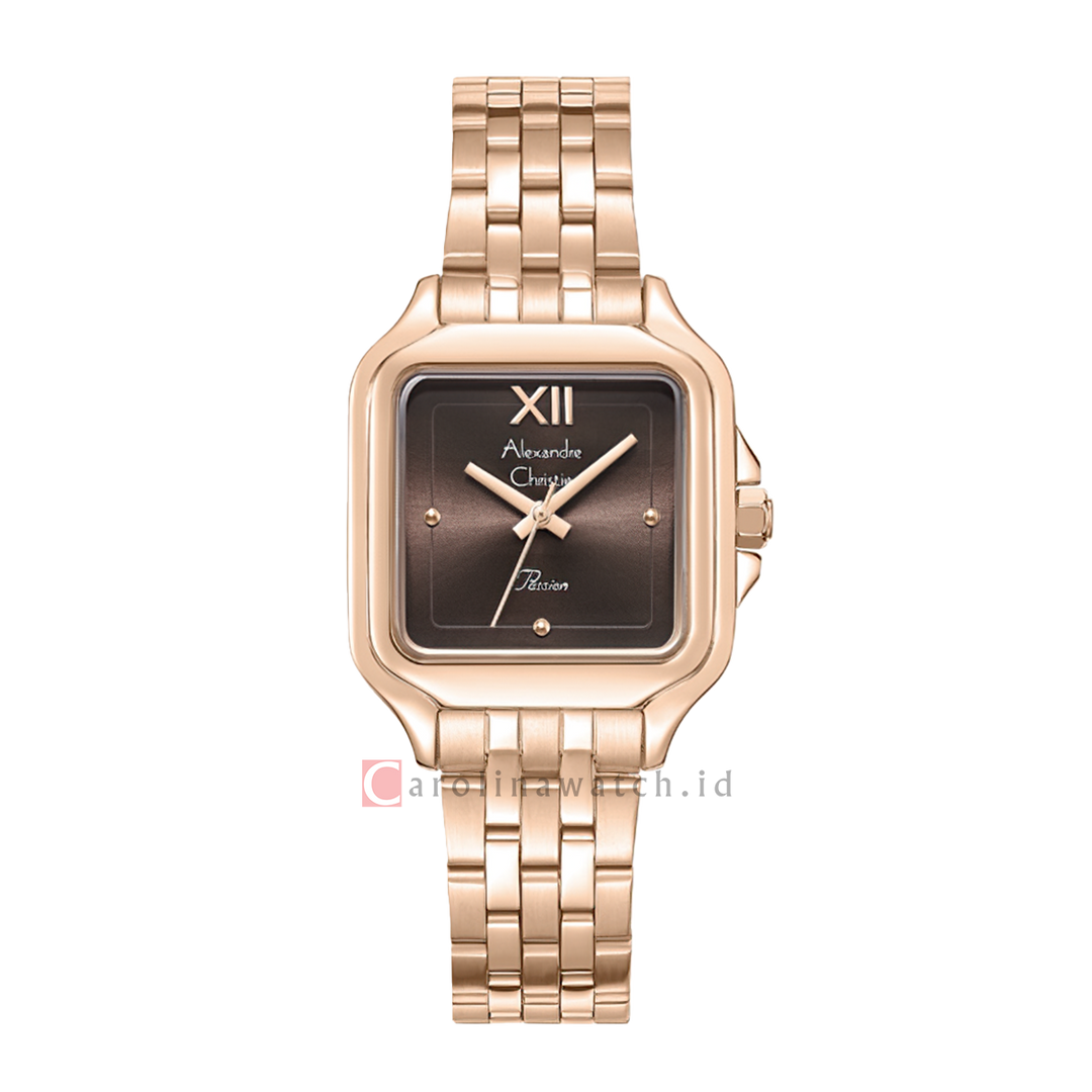 Jam Tangan Alexandre Christie Passion AC 2B55 LHBRGBO Women Brown Dial Rose Gold Stainless Steel Strap