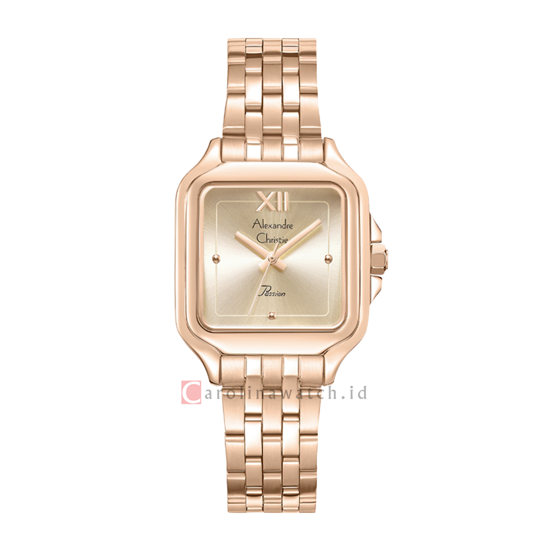 Jam Tangan Alexandre Christie Passion AC 2B55 LHBRGLN Women Gold Dial Rose Gold Stainless Steel Strap