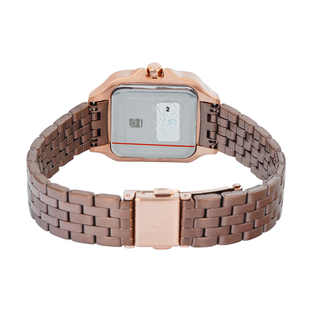 Jam Tangan Alexandre Christie Passion AC 2B55 LHBROBO Women Brown Dial Brown Stainless Steel Strap