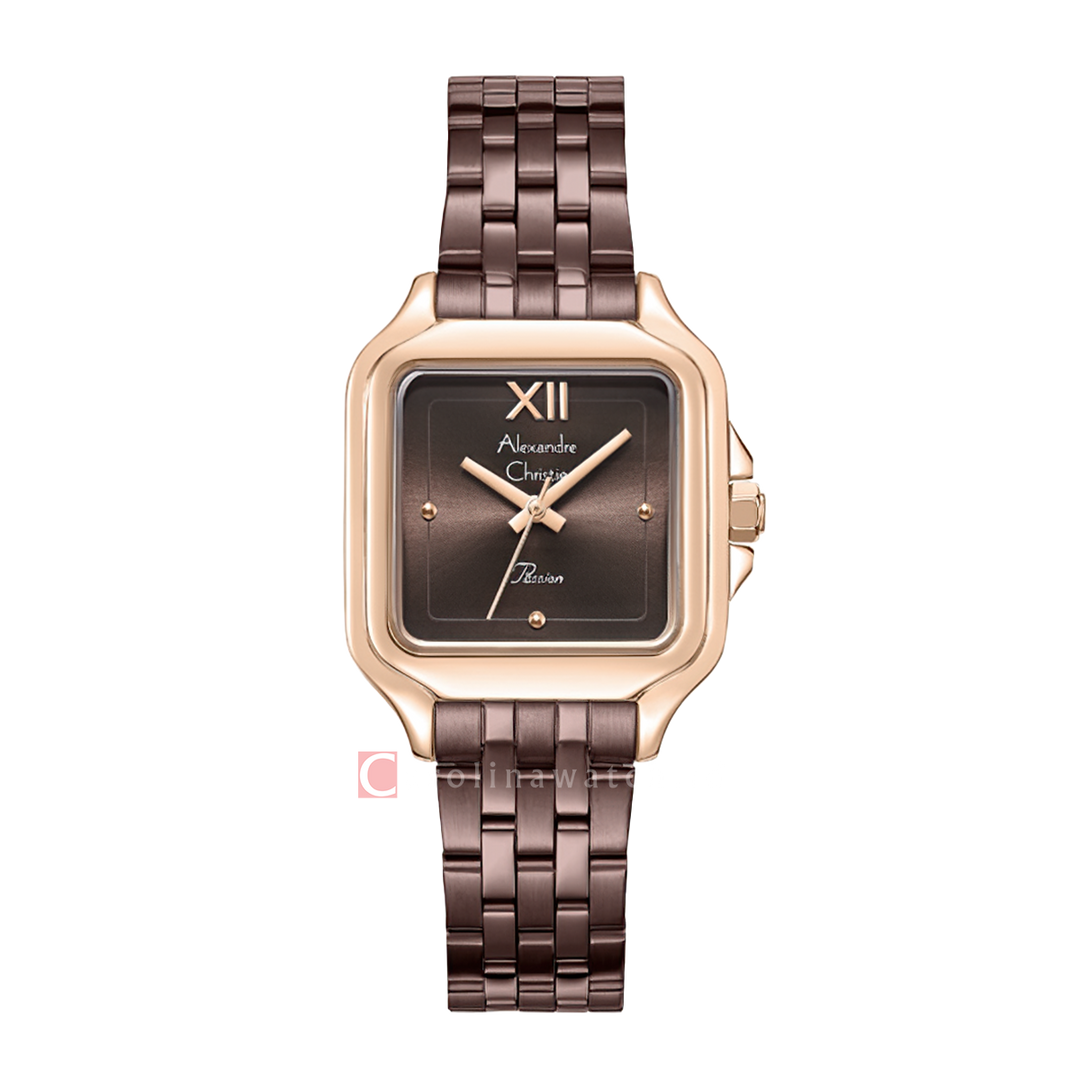 Jam Tangan Alexandre Christie Passion AC 2B55 LHBROBO Women Brown Dial Brown Stainless Steel Strap