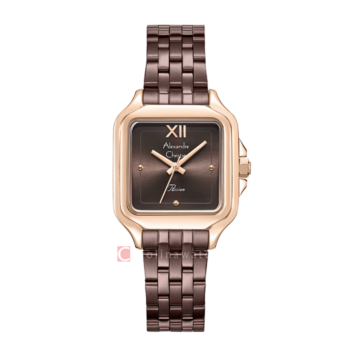 Jam Tangan Alexandre Christie Passion AC 2B55 LHBROBO Women Brown Dial Brown Stainless Steel Strap