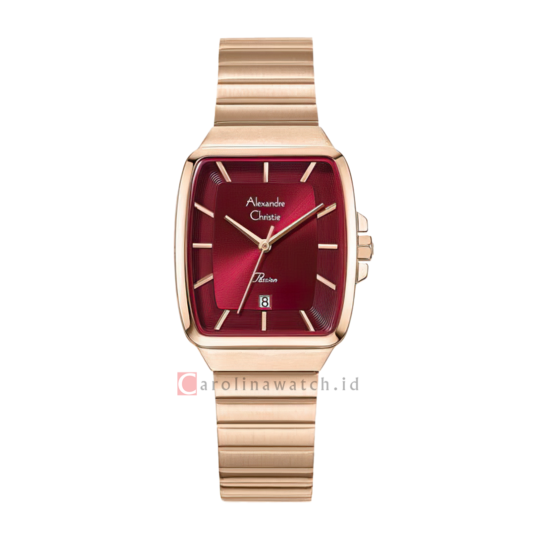 Jam Tangan Alexandre Christie Passion AC 2B56 LDBRGRE Women Red Dial Rose Gold Stainless Steel Strap