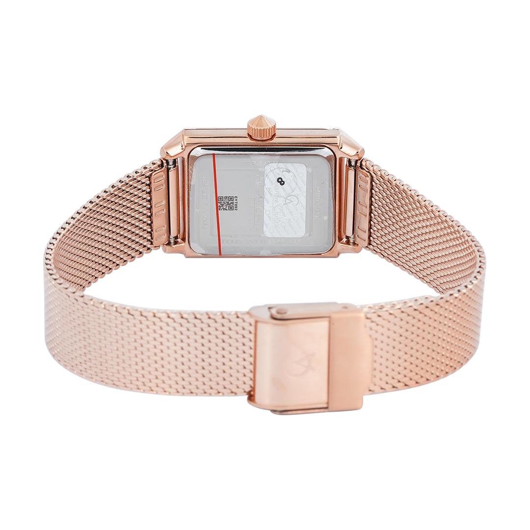 Jam Tangan Alexandre Christie Passion AC 2B57 LHBRGLK Women Pink Dial Rose Gold Mesh Stainless Steel Strap