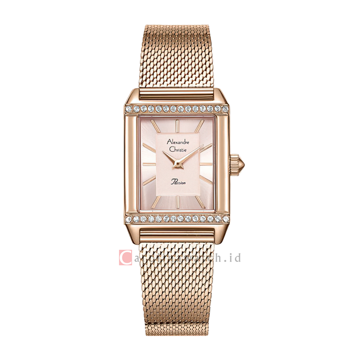 Jam Tangan Alexandre Christie Passion AC 2B57 LHBRGLK Women Pink Dial Rose Gold Mesh Stainless Steel Strap