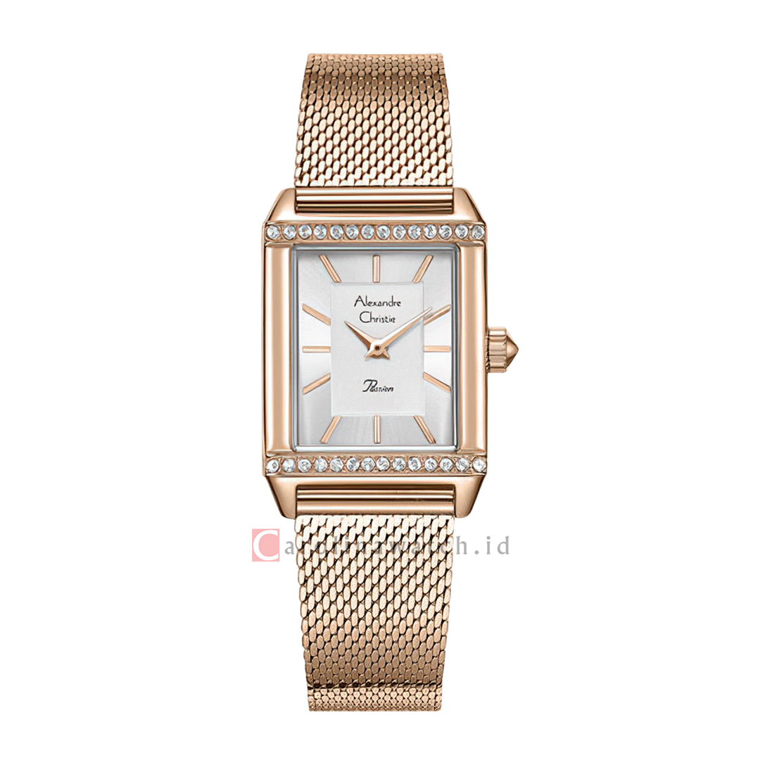 Jam Tangan Alexandre Christie Passion AC 2B57 LHBRGSL Women Silver Dial Rose Gold Mesh Stainless Steel Strap