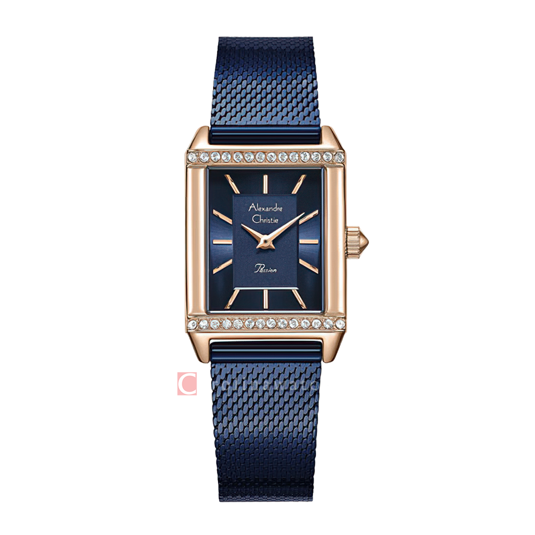 Jam Tangan Alexandre Christie Passion AC 2B57 LHBURBU Women Blue Dial Blue Mesh Stainless Steel Strap