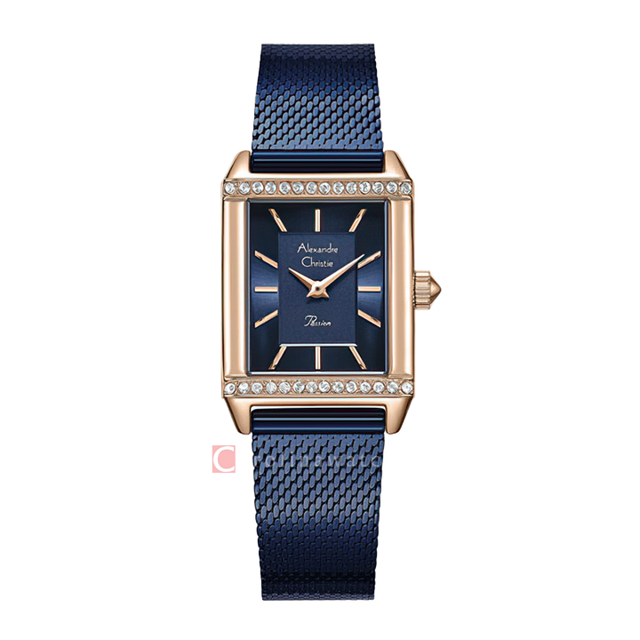 Jam Tangan Alexandre Christie Passion AC 2B57 LHBURBU Women Blue Dial Blue Mesh Stainless Steel Strap