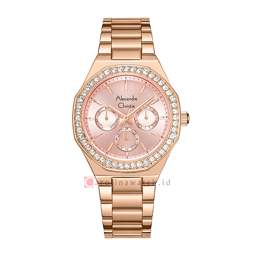 Jam Tangan Alexandre Christie Multifunction AC 2B58 BFBRGLK Women Pink Dial Rose Gold Stainless Steel Strap