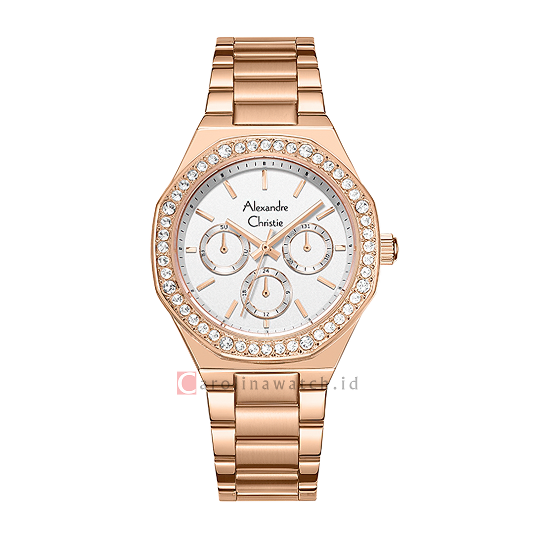 Jam Tangan Alexandre Christie Multifunction AC 2B58 BFBRGSL Women Silver Dial Rose Gold Stainless Steel Strap