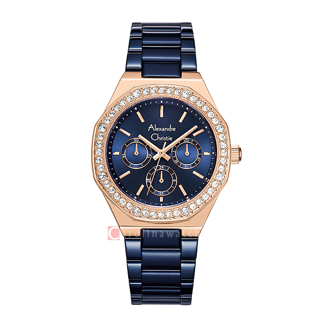 Jam Tangan Alexandre Christie Multifunction AC 2B58 BFBURBU Women Blue Dial Blue Stainless Steel Strap