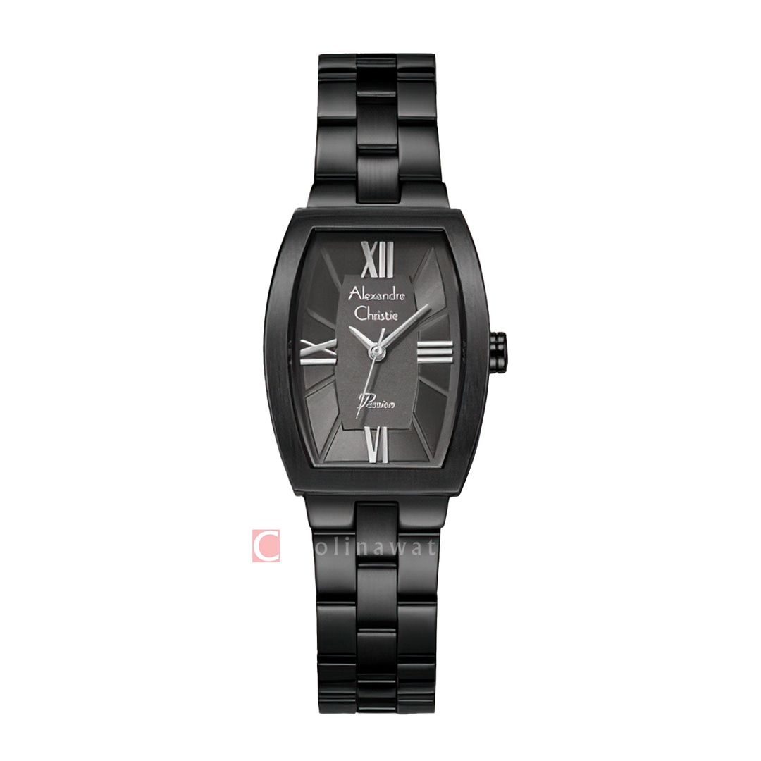 Jam Tangan Alexandre Christie Passion AC 2B59 LHBIPDG Women Black Dial Black Stainless Steel Strap