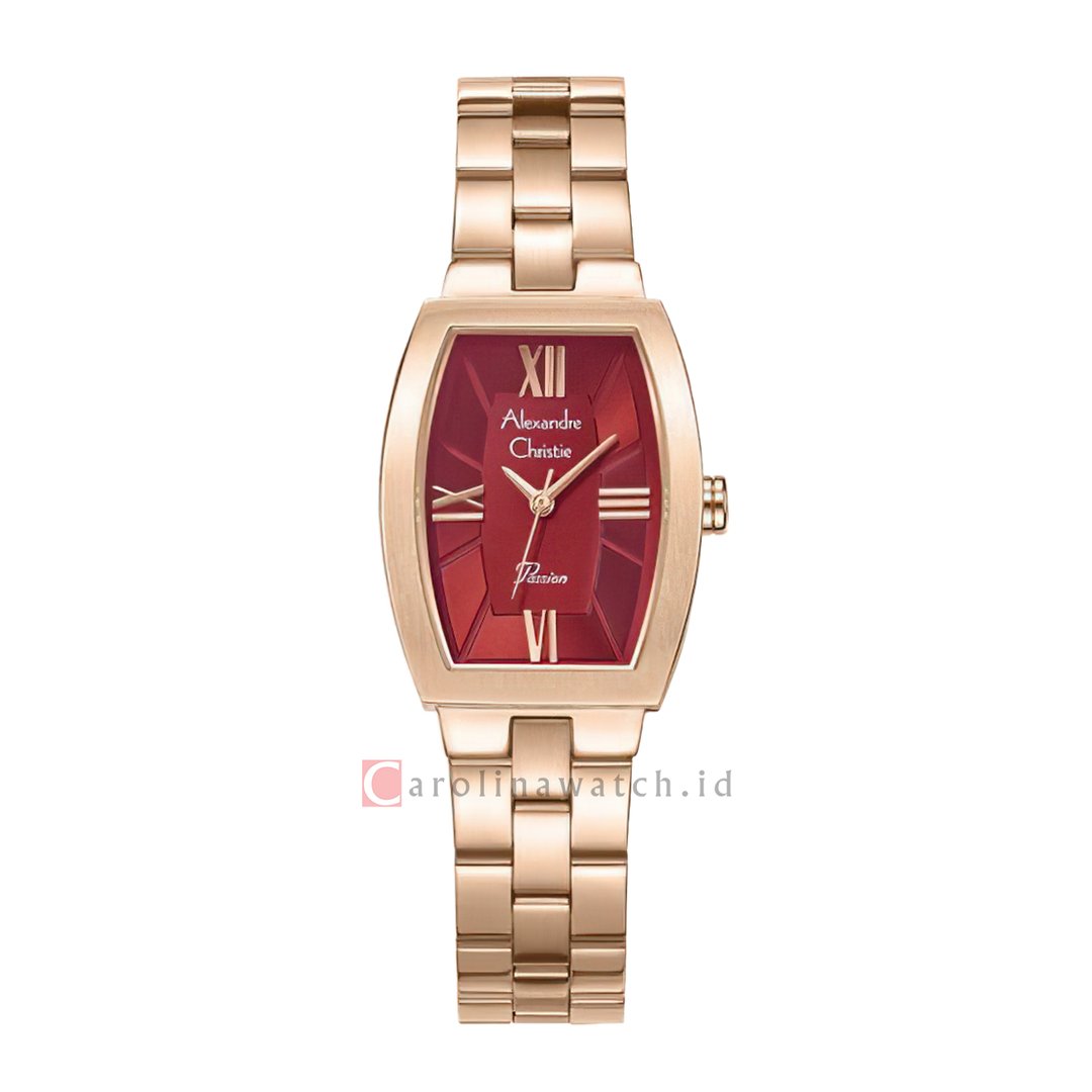 Jam Tangan Alexandre Christie Passion AC 2B59 LHBRGRE Women Red Dial Rose Gold Stainless Steel Strap