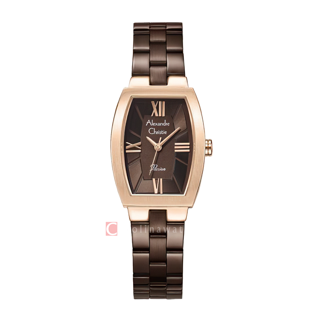 Jam Tangan Alexandre Christie Passion AC 2B59 LHBROBO Women Brown Dial Brown Stainless Steel Strap