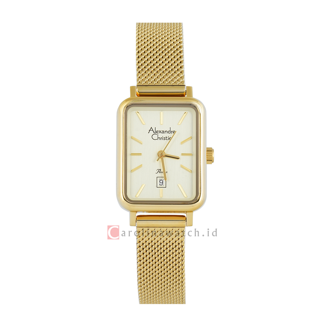 Jam Tangan Alexandre Christie Passion AC 2B60 LDBGPIV Women Analog Dial Gold Mesh Stainless Steel Strap