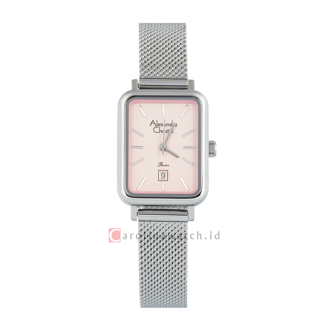 Jam Tangan Alexandre Christie Passion AC 2B60 LDBSSPN Women Pink Dial Mesh Stainless Steel Strap