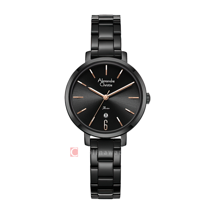 Jam Tangan Alexandre Christie Passion AC 2B61 LDBIPBARG Women Black Dial Black Stainless Steel Strap