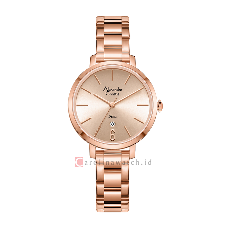 Jam Tangan Alexandre Christie Passion AC 2B61 LDBRGRG Women Rose Gold Dial Rose Gold Stainless Steel Strap