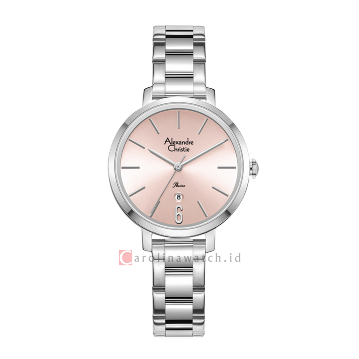 Jam Tangan Alexandre Christie Passion AC 2B61 LDBSSPN Women Pink Dial Stainless Steel Strap