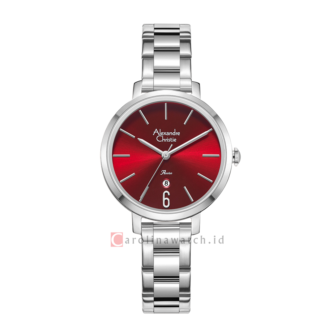 Jam Tangan Alexandre Christie Passion AC 2B61 LDBSSRE Women Red Dial Stainless Steel Strap