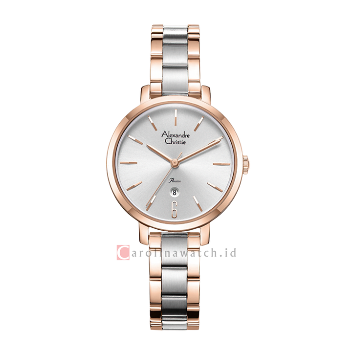 Jam Tangan Alexandre Christie Passion AC 2B61 LDBTRSL Women Silver Dial Dual Tone Stainless Steel Strap