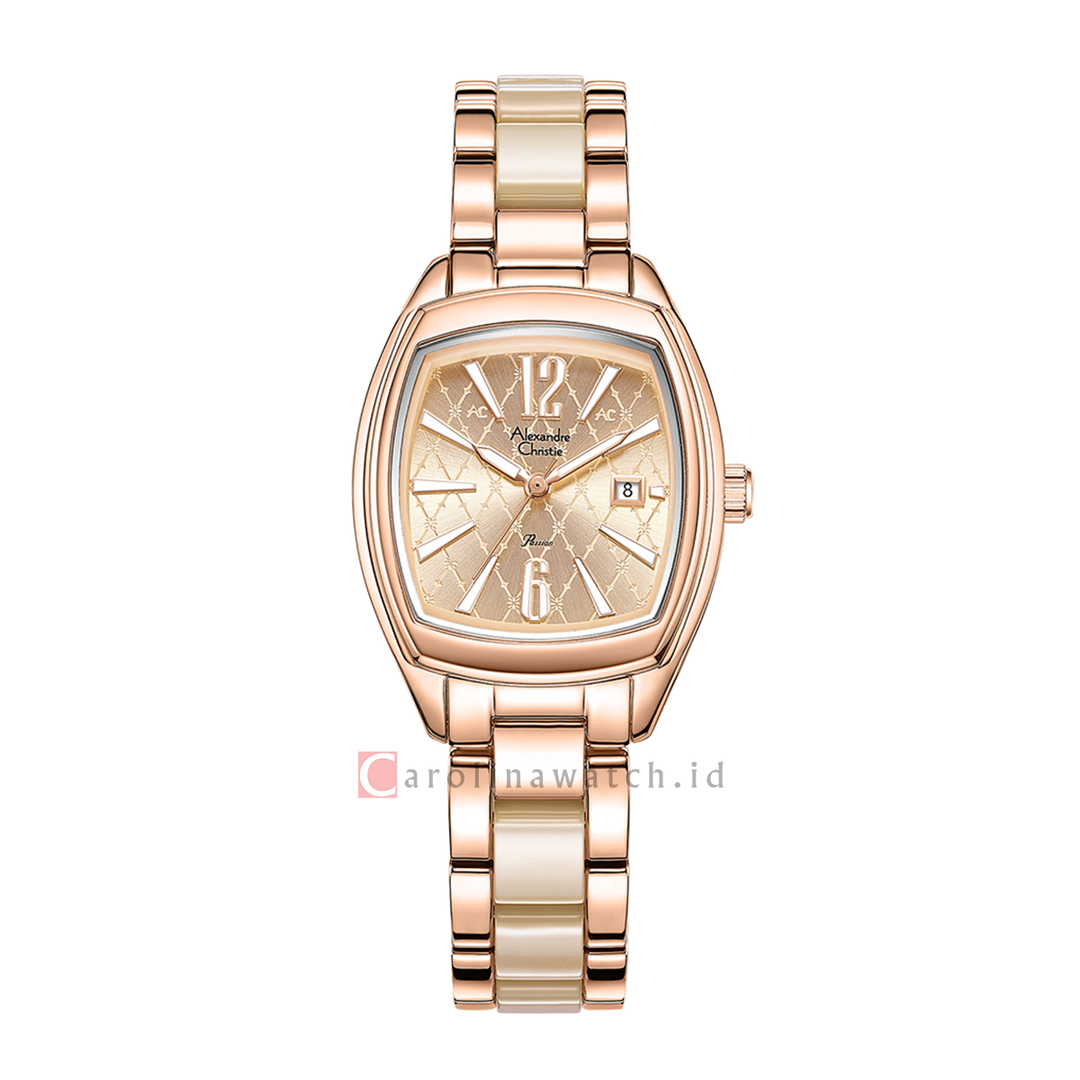 Jam Tangan Alexandre Christie Passion AC 2B63 LDBRGLN Women Gold Dial Dual Tone Stainless Steel Strap