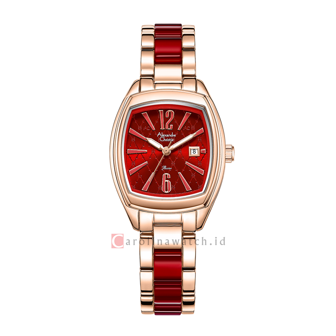 Jam Tangan Alexandre Christie Passion AC 2B63 LDBRGRE Women Red Dial Dual Tone Stainless Steel Strap